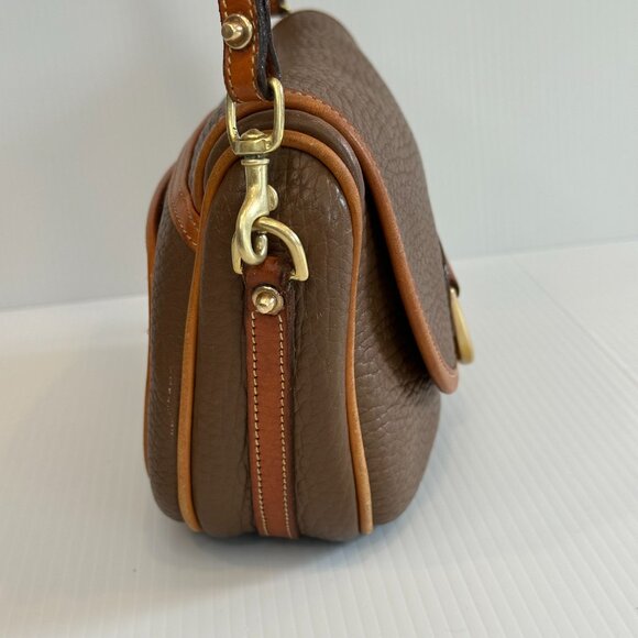 Vintage Dooney & Bourke Porthole Clutch Shoulder Bag Taupe/Tan AWL Rare - Picture 5 of 13